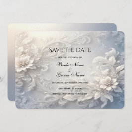 Witte bloemenbloei Save the date Kaart