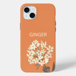 Witte bloemenboeket aangepaste naam iPhone 15 mini hoesje