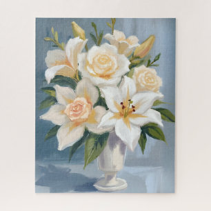 Witte bloemenboeket bloemenschildering in waterver legpuzzel