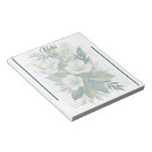 Witte bloemenboeket & groene bladeren Notitieblok (Schuin)
