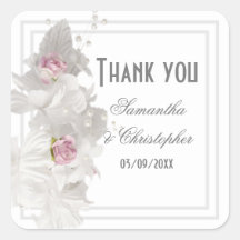 Witte bloemenbruids bruiloft dank u