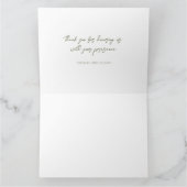 Witte bloemenbruiloft dank u, groen bruiloft bedankkaart (Binnen)