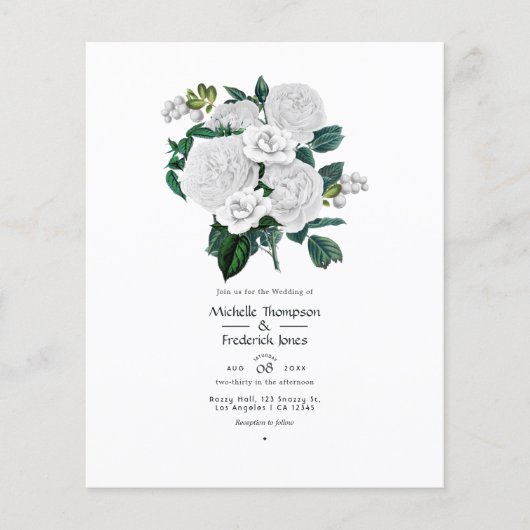 Witte bloemenbruiloft flyer (Voorkant)
