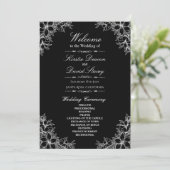 Witte  bloemenbruiloft programmakaart (Staand voorkant)