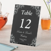 Witte bloemenbruiloft reclamebord met voetstuk (Insitu)