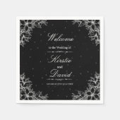 Witte  bloemenbruiloft servet (Voorkant)