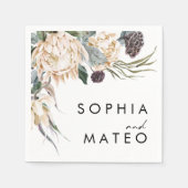 Witte bloemenbruiloft servetten (Voorkant)