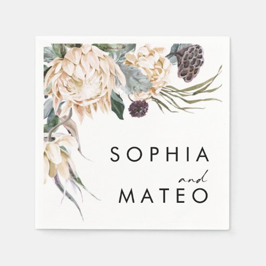 Witte bloemenbruiloft servetten (Voorkant)