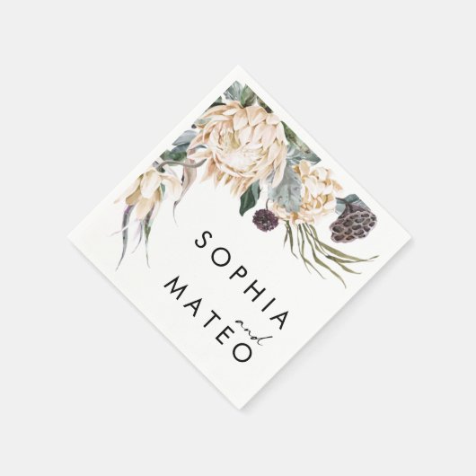 Witte bloemenbruiloft servetten (Hoek)