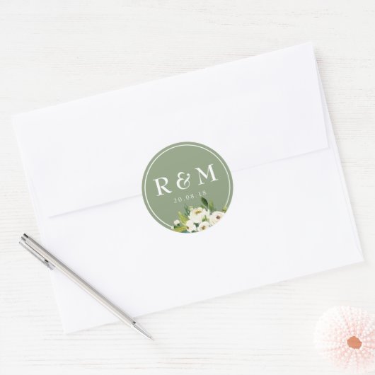 witte bloemenbruiloft sticker (Envelop)