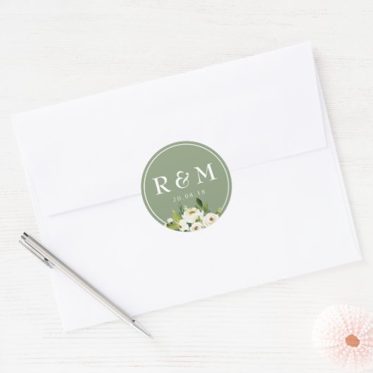 witte bloemenbruiloft sticker (Envelop)