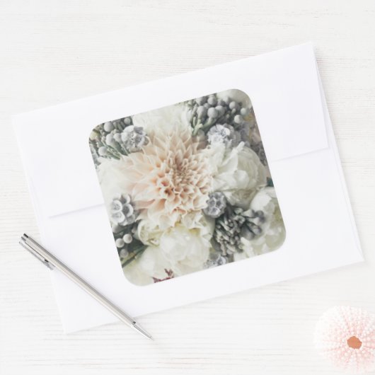 Witte bloemenbruiloft stickers (Envelop)