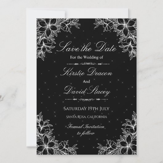 Witte  bloemenbruiloft uitnodiging (Voorkant)