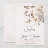 Witte bloemenbruiloft uitnodiging (Voorkant / Achterkant)