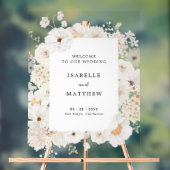 Witte bloemenbruiloft welkom acryl bord (Neutraal)