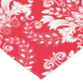  witte bloemendamast rode achtergrond tafelkleed (Gekanteld)
