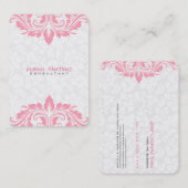 Witte bloemendamast roze kant visitekaartje (Voorkant / Achterkant)