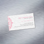 Witte bloemendamast roze kant visitekaartje magneet (Voorbeeld)