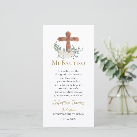 Witte bloemendoop bedankkaart (Staand voorkant)