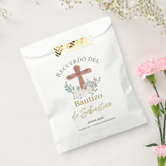 Witte bloemendoop bedankzakje (Gezegeld)