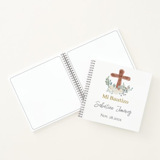 Witte bloemendoop Gastteken Notitieboek (Binnen)