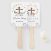 Witte bloemendoop handwaaier (Voorkant en achterkant)