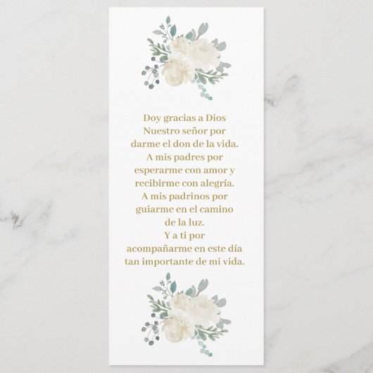 Witte bloemendoop menu (Achterkant)