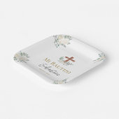 Witte bloemendoop papieren bordje (Gebogen)