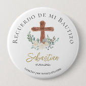 Witte bloemendoop ronde button 4,0 cm (Voorkant)