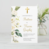 Witte bloemendoop Spaans Uitnodigen Kaart (Staand voorkant)