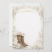 Witte bloemendoop uitnodiging met cowboylaarzen (Achterkant)
