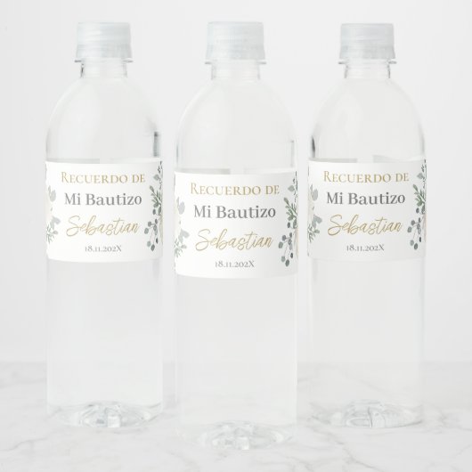 Witte bloemendoop waterfles etiket (Flessen)