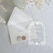 Witte bloemenelegante bruiloft acryl uitnodigingen