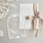Witte bloemenelegante bruiloft acryl uitnodigingen