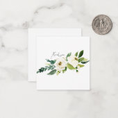 Witte bloemenelegante bruiloft blanco dank u notitiekaartje (Voorkant / Achterkant in situ)