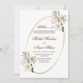 Witte bloemenelegante Lijst islamitische moslimbru Kaart (Voorkant)