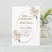 Witte bloemenelegante Lijst islamitische moslimbru Kaart (Staand voorkant)