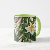 Witte Bloemenen Lelie Mok (Voorkant rechts)