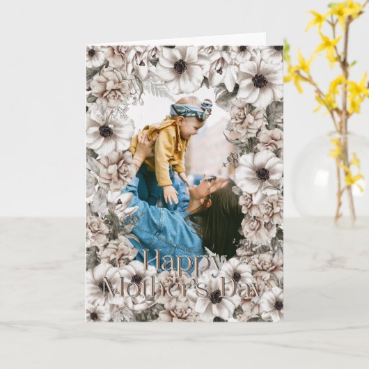 Witte bloemenfoto Moederdag Kaart (Gele Bloem)