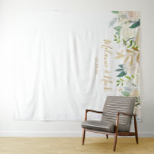 Witte bloemengebouwen trouwfotobackdrop wandkleed (In Situ (horizontaal))