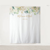 Witte bloemengebouwen trouwfotobackdrop wandkleed (Voorkant)