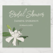 Witte bloemengewassen tuin simple bruiloft feest sparkling wijnetiket (Enkel label)