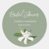 Witte bloemengewichten Tuin Gardenia Eenvoudige Br Ronde Sticker (Voorkant)