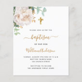 Witte bloemengoud cross budget doop uitnodiging (Voorkant)