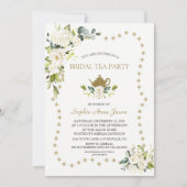 Witte bloemengoud glitters bruiloft theepartij kaart (Voorkant)
