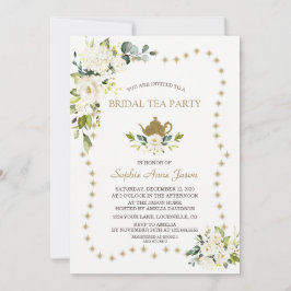 Witte bloemengoud glitters bruiloft theepartij kaart