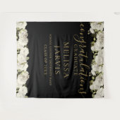 Witte bloemengoud script afstudeerfoto achtergrond wandkleed (Voorkant (horizontaal))