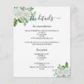 Witte bloemengroen bruiloft programma details (Voorkant)