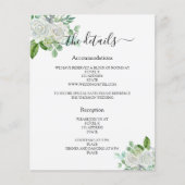 Witte bloemengroen bruiloft programma details flyer (Voorkant)