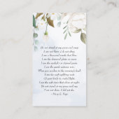 Witte bloemengroen gelamineerde foto begrafenis Ka Visitekaartje (Achterkant)